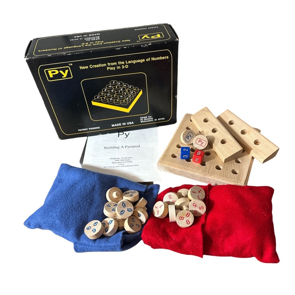 Vintage Py 3-D Strategy Math Game CSAM Co Wooden Educational Number Puzzle USA